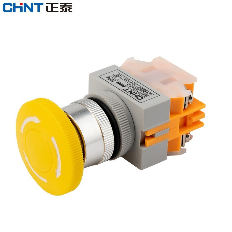 Chint (CHNT) emergency stop switch emergency stop self-locking control button mushroom head self-locking protection one open and one closed NP4-11ZS/1-R yellow