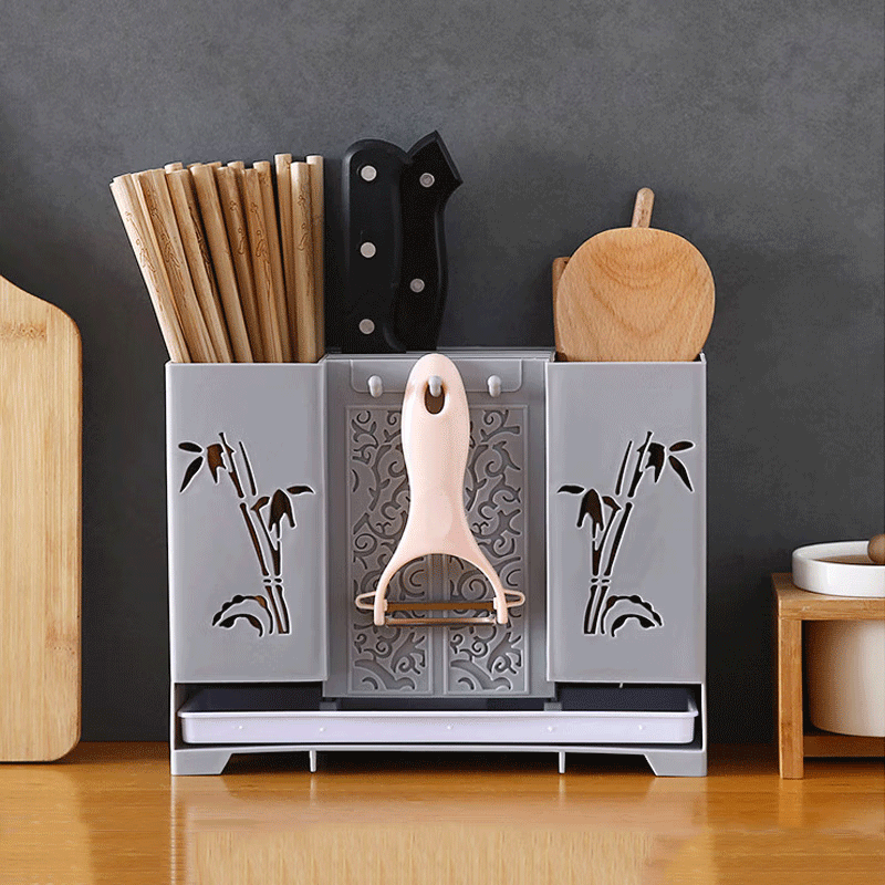 Xu Nian wall-mounted chopstick storage box knife holder chopstick cage kitchen spoon chopstick box household chopstick basket storage rack chopstick tube beige