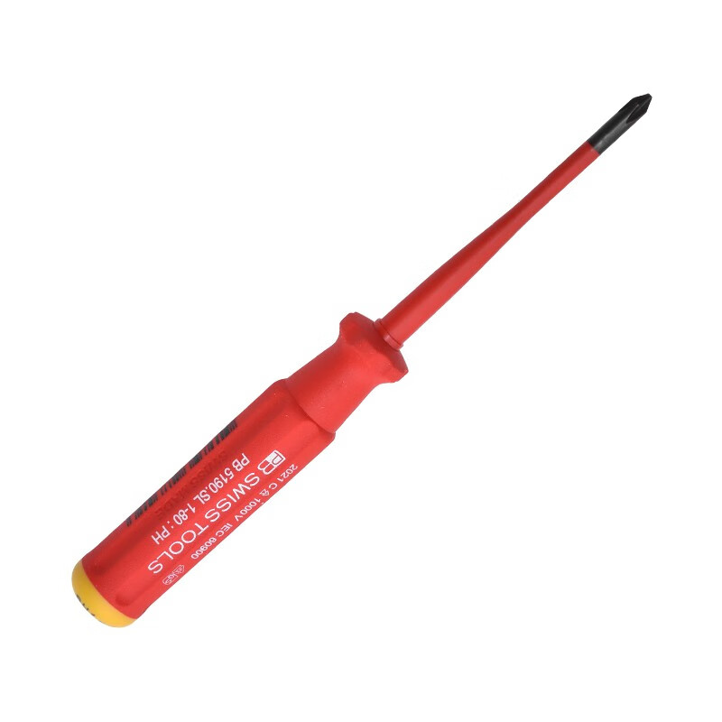 PB SWISSTOOLS imported cross-shaped insulated screwdriver with high voltage resistance 1000V electrician professional thin rod screwdriver set cross PH1*80mm