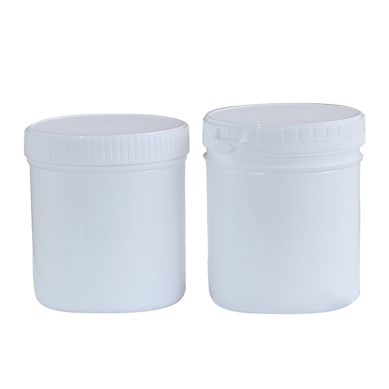 Food grade plastic sealed jars and bottles storage mask powder cans round 100/300/500/1000ml gram spiral jar 1L white