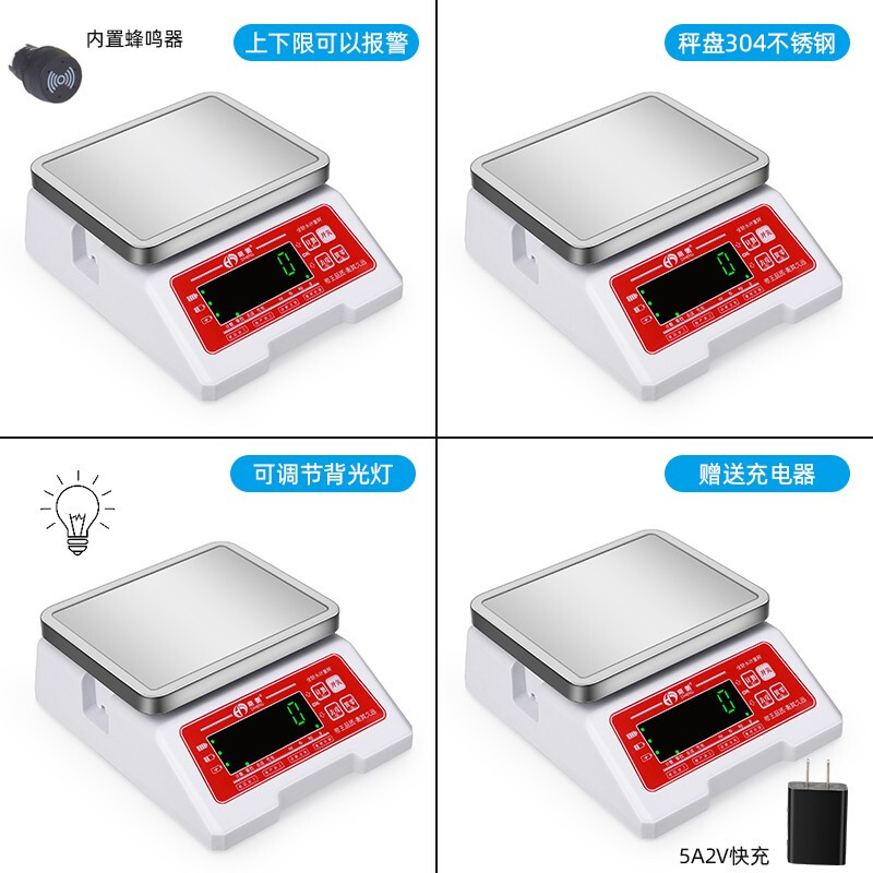 Diheng waterproof electronic scale alarm scale upper and lower limit setting scale food scale accurate factory piece counting scale small counting scale professional aquatic seafood scale commercial bench scale food processing scale high precision single display waterproof scale 6kg/1g