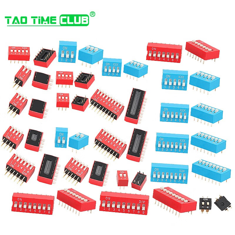 DIP switch toggle side dial flat dial coding patch 2P 4 5 6 8 9 10 bits 2.54mm red blue black 9P side dial red (1 piece)