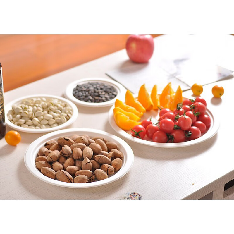 Chuanye disposable paper plate painting hand-painted plate paper bowl disposable dinner plate cake plate 5678910 inch 50 pack thickened white 7 inch 50 pieces per pack