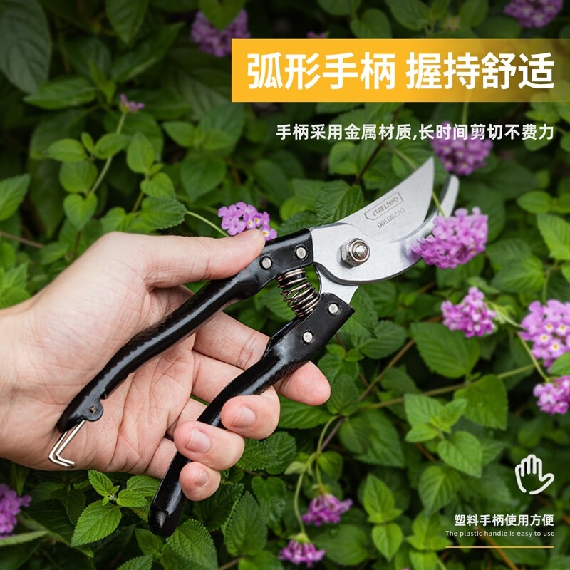 Deli pruning shears, professional fruit farmers, garden scissors, branch scissors, fruit branch pruners, thick branches, flowers, powerful 8-inch pruning shears DL580200