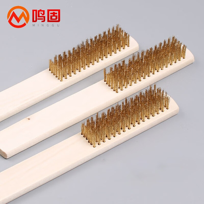 Minggu Wooden Handle Industrial Encrypted Brass Wire Brush Sanding Brush Rust Polishing Copper Wire Brush Steel Brush Copper Brush 6 Rows 16 Rows 3 Copper Wire Brushes CW535790