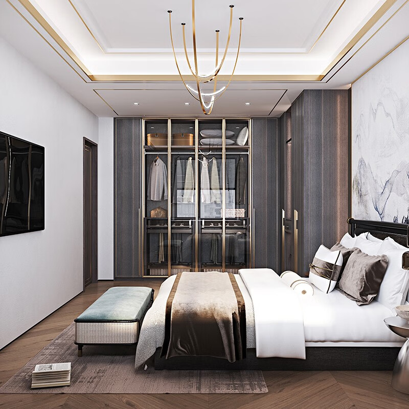 Oubli wardrobe customization, light luxury modern walk-in closet, bedroom wardrobe customization, one cabinet to top wardrobe storage cabinet, customization gold, actual payment can be deducted from the equal amount of payment