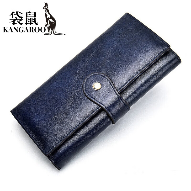 Kangaroo (KANGAROO) temperament women's long leather wallet women's multi-card slot rfid anti-magnetic card holder fashionable first-layer cowhide wallet green