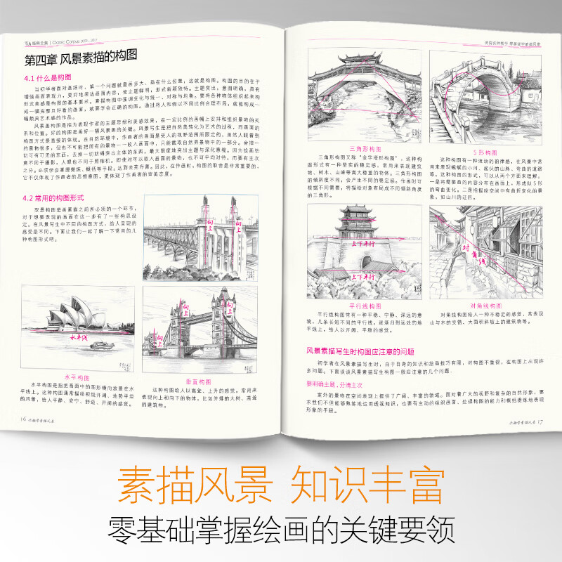 Complete collection of classics <Hobby Sketching Landscapes> Albums, Copying Samples, Sketching Tutorials, Books, Zero-Based Self-Study, Architectural Landscape Sketching Photos, Pure Hand-drawn Art Pen Introduction