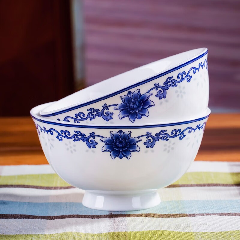 Ci Sheng Jingdezhen blue and white exquisite porcelain tableware set ceramic bowls and plates 56 pieces 10 pieces bone china dishes set household Chinese style 56 pieces wishful thinking tableware