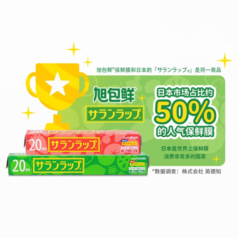 Asahi Baoxian Super Value Subsidy High Temperature Resistant Easy-Tear Disposable Cling Film PVDC Material Microwaveable TOP Model Large Bowl 30cm 20m 3 Rolls Imported from Japan