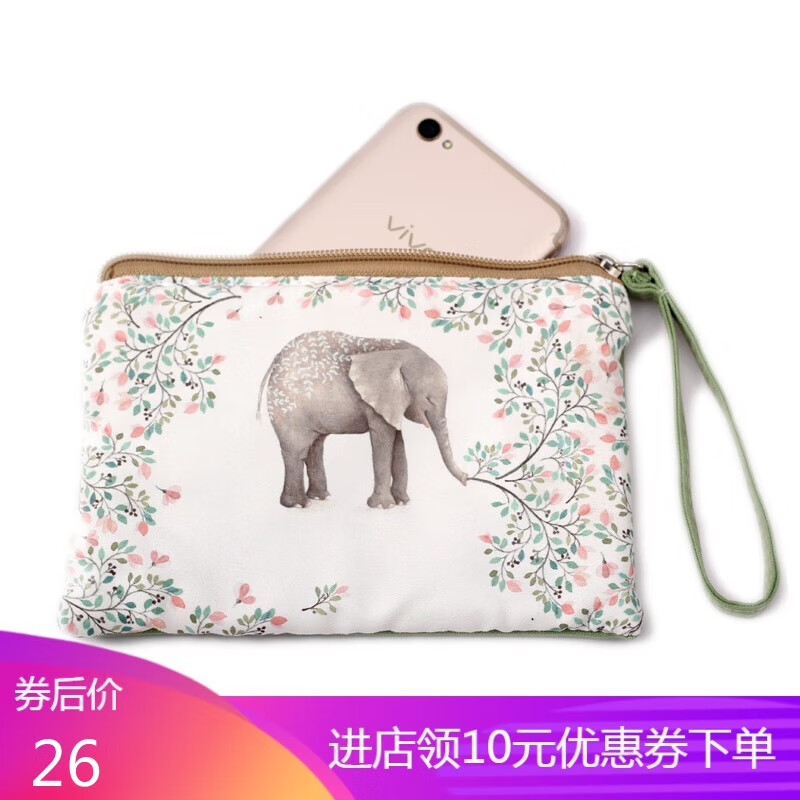 Baoya Mobile Coin Purse Women's Clutch Fabric Wallet Portable Storage Mask Bag Small Handbag Canvas Long Small Bag Light Green Lion Maggi