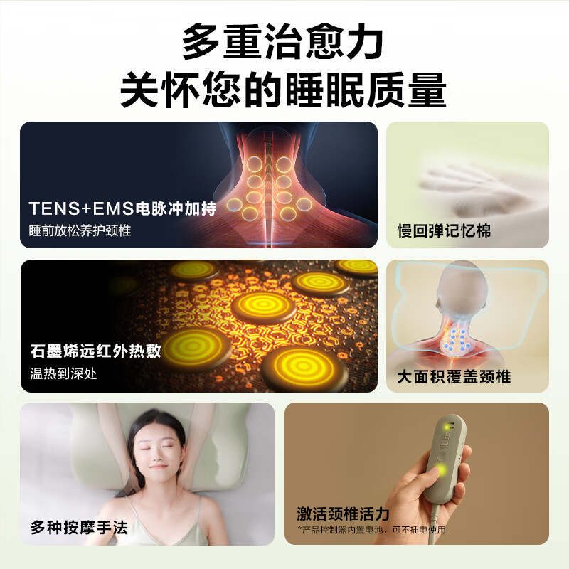 SKG Cervical Massage Pillow P5 Pulse Hot Compress Pillow Neck Shoulder and Neck Protective Pillow Special Pillow Massager for Sleeping Practical Birthday and New Year Gifts for Parents, Elders, Boyfriends and Girlfriends