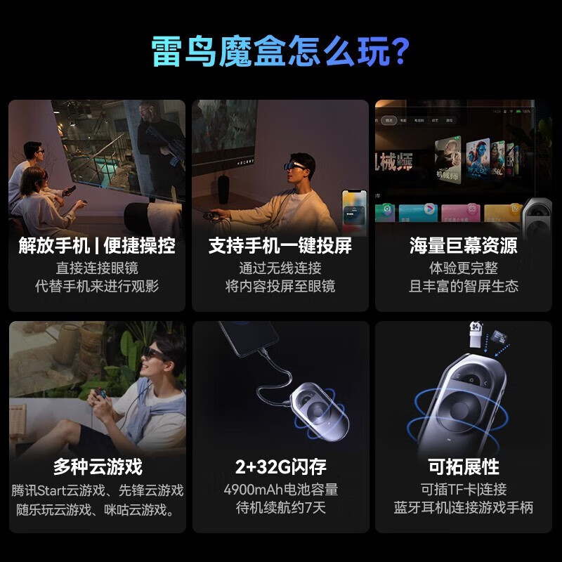 Thunderbird New Magic Box Generation Thunderbird Smart AR Glasses Intelligent Terminal Plug and Play Supports Mobile Phone and Computer Screen Mirroring Thunderbird Magic Box (Smart Terminal)