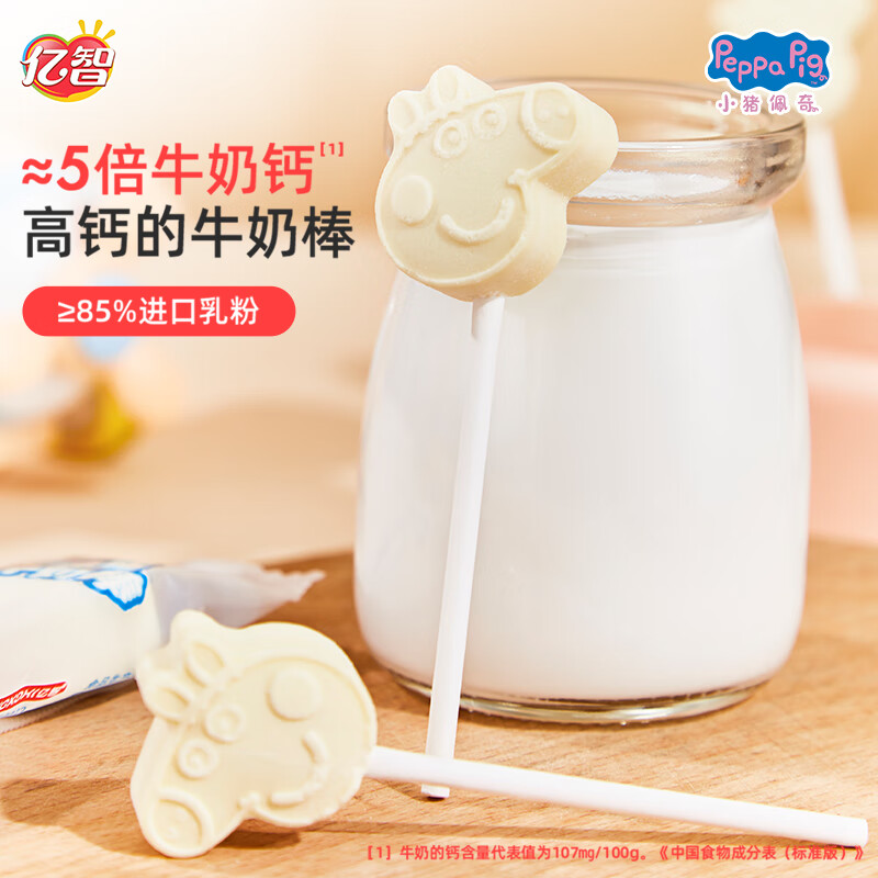 Yizhi 60g Peppa Pig Sugar-free Milk Lollipop Candy Children's Snacks Containing Calcium Prebiotic Halloween Gift Total 2 Bags 60g Milk Lollipop