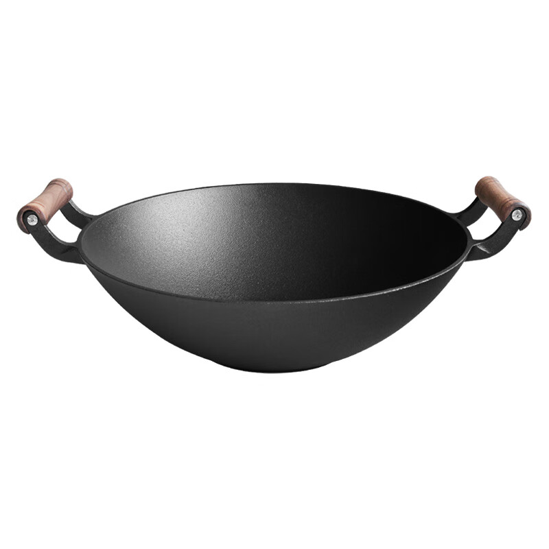 Dianjiang cast iron wok wok uncoated cast iron wok 36cm double-ear thickened wok household flat bottom