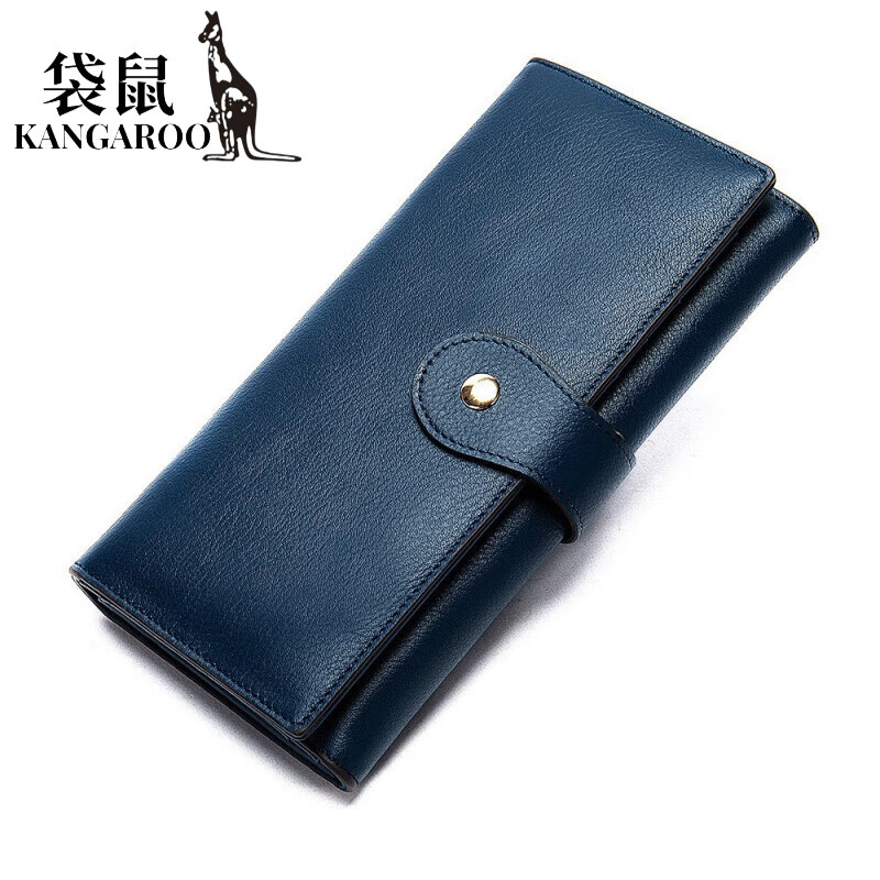 Kangaroo (KANGAROO) temperament women's long leather wallet women's multi-card slot rfid anti-magnetic card holder fashionable first-layer cowhide wallet green