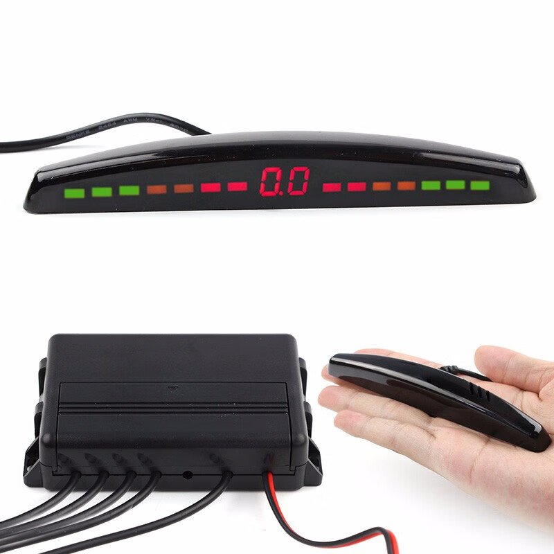 Lutu car reversing radar parking system rear 4 probes LED screen display long bar buzzer voice alarm black probe
