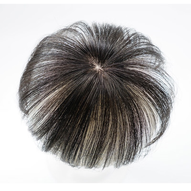 Hengfa wig piece for women's top hair replacement piece for short hair, sparse top of the head to cover white hair, mini real hair replacement piece, light and thin, large hair volume, ordinary top 5*5, natural color 15cm
