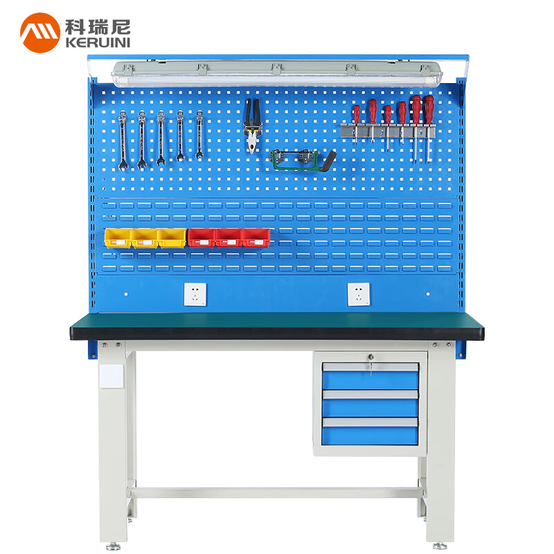 Corini heavy-duty fitter workbench 1.8 meters workshop maintenance table with drawer cabinet combination workbench wear-resistant work table light hanging three drawers + 92 models 1BFD0 can be customized