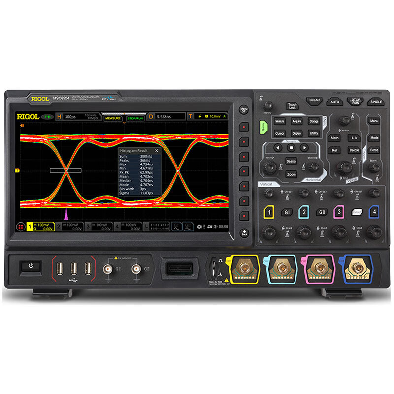 RIGOL Puyuan MSO8104 digital oscilloscope 1GHz four channels sampling rate 10GSa/s eye diagram analysis
