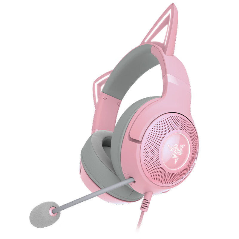 Razer Kraken Cute Cat Edition V2 wired headset e-sports gaming headset Internet celebrity cat ears RGB lighting effect CSGO Chicken Pink Adapted to Delta Operations