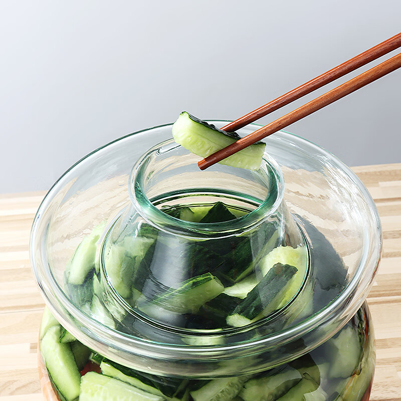Baijie glass pickle jar 5 pounds thickened sealed round mouth pickle jar pickled egg jar soaking wine bottle glass bottle pickle jar