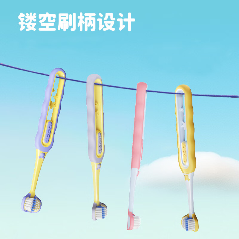 Ino Teeth Children's Soft-bristled Three-sided Toothbrush 3-12 Years Old Infant Toothbrush Soft-bristled Three-Headed Toothbrush Wrapped Type Tongue-Scraping Baby Brush Children's Soft-bristled Three-sided Toothbrush 1 Box 2 Count