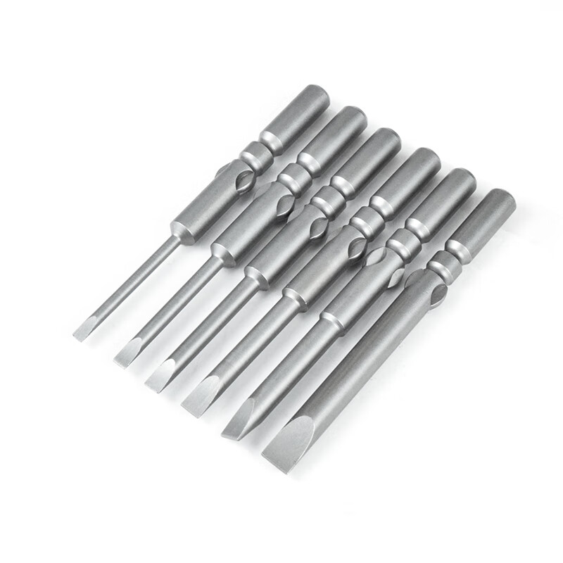 OIMG 5mm flat-head bit 801 electric screwdriver bit S2 steel high hardness electric bit screwdriver bit 2.0-5.0mm flat-head 6-piece set