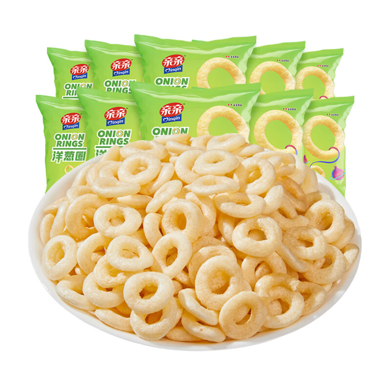 Qingqin Puffed Snacks Onion Rings Snack Food Gift Pack 7g*10 Pack Portable Snacks