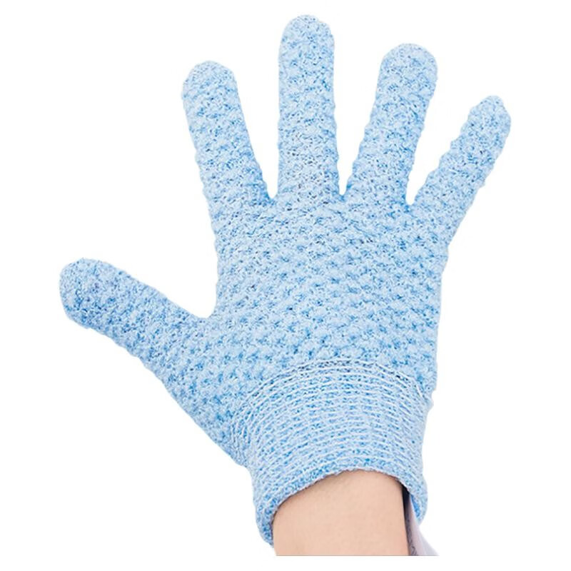 Qianjuhui Bath Gloves, Bath Towels, Bath Towels, Household Decontamination Mud, Thickened Double-sided Five-Finger Gloves to Rub Dust and Back, Five-Finger Bath Gloves, 2 Pack, Blue