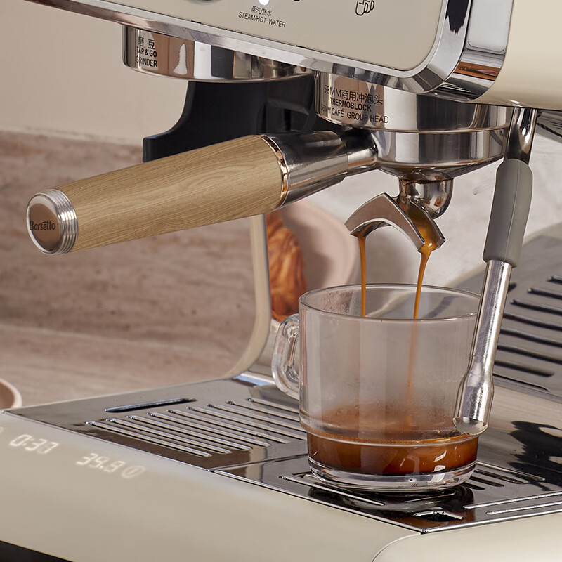 Barsetto/Yumtu 58mm professional horn handle stainless steel solid wood grip coffee machine accessories horn handle (walnut)