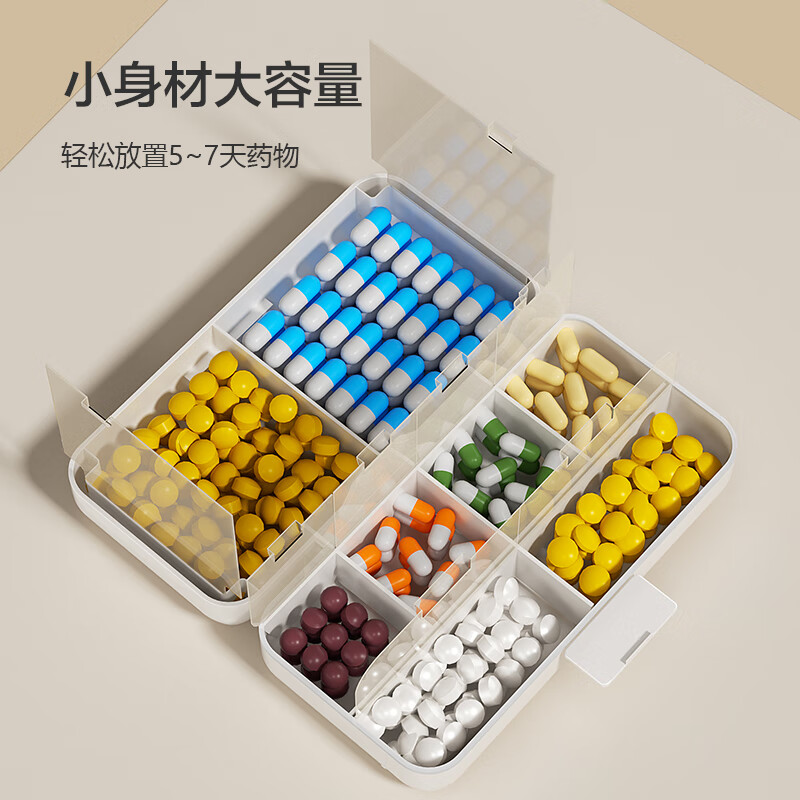 Made in Tokyo, portable divided medicine box for travel, portable storage medicine box, jewelry box, sealed and moisture-proof