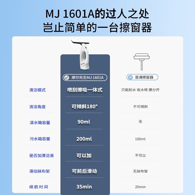 Mr. Moore water spray window cleaning robot household electric wireless window cleaning mirror cleaning machine rechargeable handheld window cleaning machine