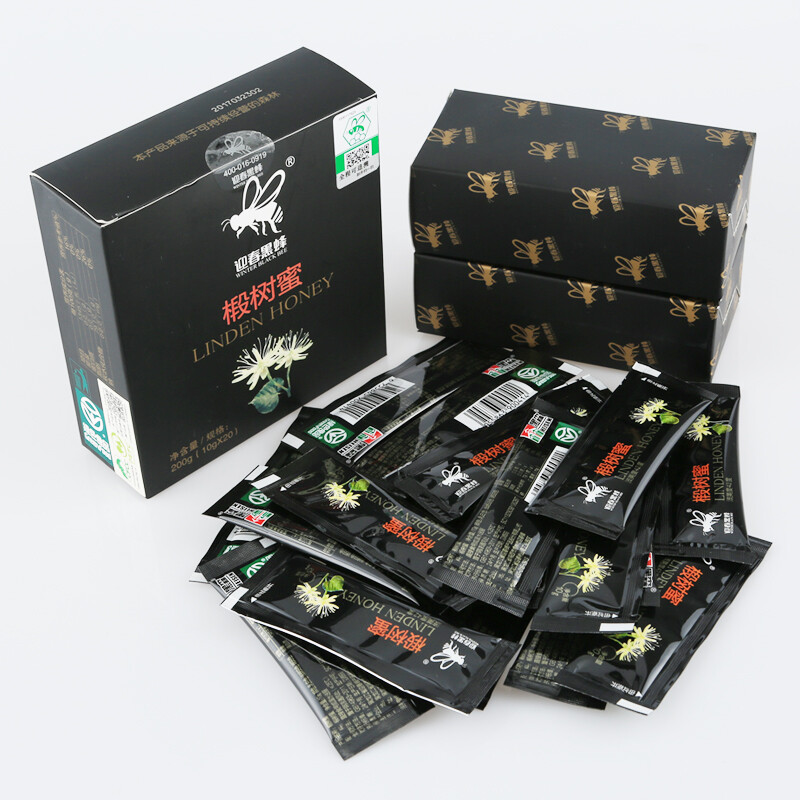 Spring black bee honey, black bee linden honey, strips of crystallized honey 10g*20 strips/box