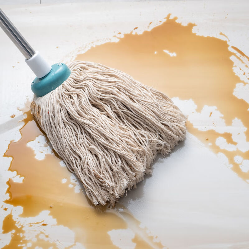 Large cotton gauze mop absorbent mop traditional old-fashioned round head long handle stainless steel cotton thread mop cotton gauze mop (small size) 2 poles 2 heads + squeeze bucket