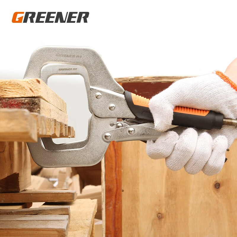 GREENER Powerful Pliers C-type Clamp Universal Welding Tool Pressure Pliers G-type Pliers Woodworking Fixed Heavy Duty Large Opening Clamp 6-Inch-C Type Powerful Pliers