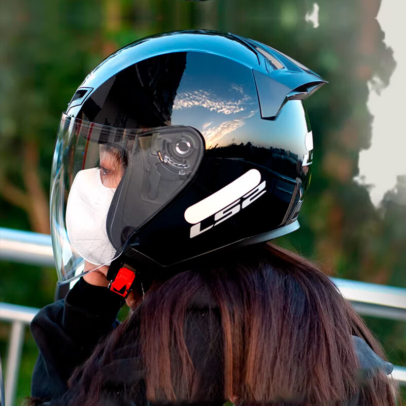 LS2 Summer Motorcycle Half Helmet Large Size Men's and Women's Commuting Electric Vehicle Helmet Pedal Three-quarter Helmet OF608 Matt Black 2XL (59-60 head circumference recommended)