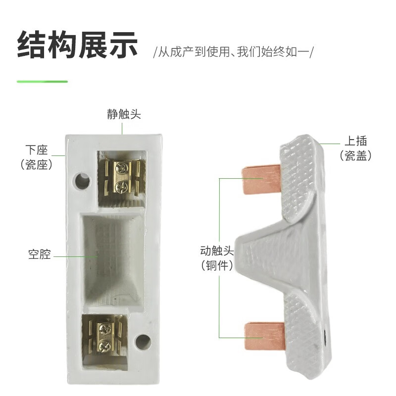 Fuse base porcelain plug ceramic white semi-enclosed plug-in fuse complete set 10A15A30A60A100A200A 30A light base