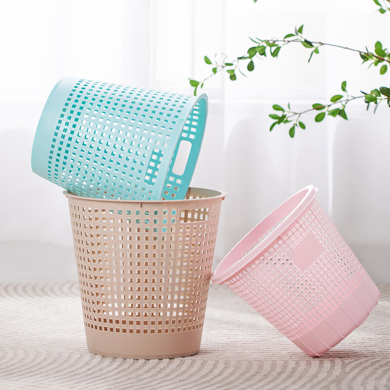CHAHUA Camellia Trash Can 7L Bathroom Wastebasket Kitchen Trash Can Living Room Uncovered Portable Garbage Basket*