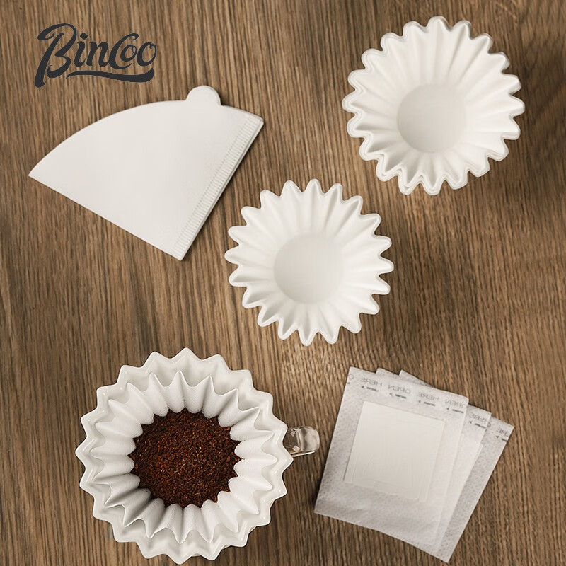 Bincoo hand-brewed coffee filter paper fan-shaped filter paper exquisite packaging box disposable hanging ear filter paper v60 universal 60mm round 100 pieces Moka pot special
