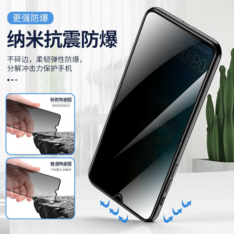 Kehanda Apple 12/12mini anti-peep ceramic film iPhone 12 Promax full glue tempered soft film frosted anti-blue light high-definition anti-fall and explosion-proof twelve mobile phone protective film to protect privacy privacy full glue ceramic film 1 piece for Apple 12