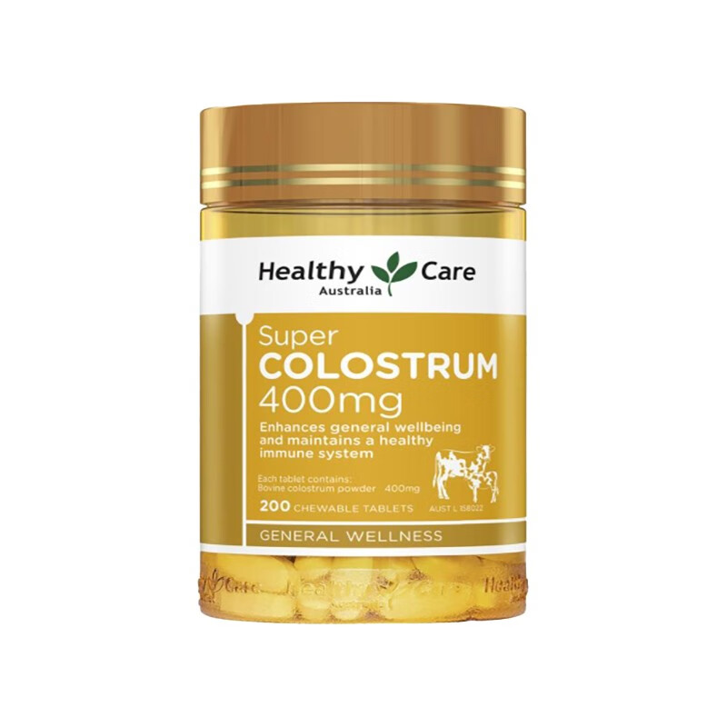 Healthy Care Aoshikang colostrum chewable tablets for children, students and adolescents to enhance immunity, immunoglobulin growth factor, Jingcang Jingpei colostrum chewable tablets 400mg, 200 tablets*1 bottle