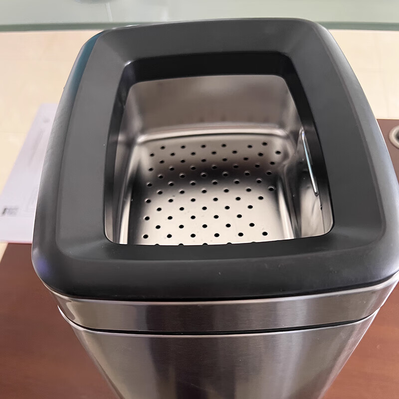 Jinke large stainless steel tea dregs bucket commercial tea bucket dry and wet separation tea dregs trash can open foot pedal with cover office tea room guest room classification bucket 20 liters without cover sand silver steel F20D