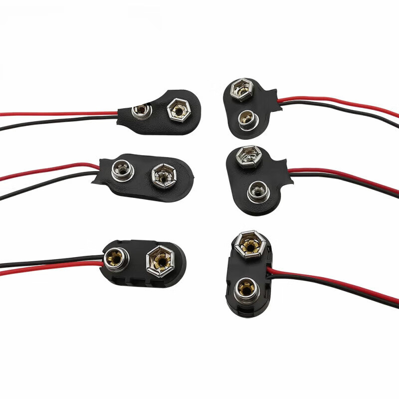 Shushe 9V battery buckle interface connector T-shaped/I-shaped cable length 15CM9V battery box battery cap battery buckle T-shaped battery buckle hard shell