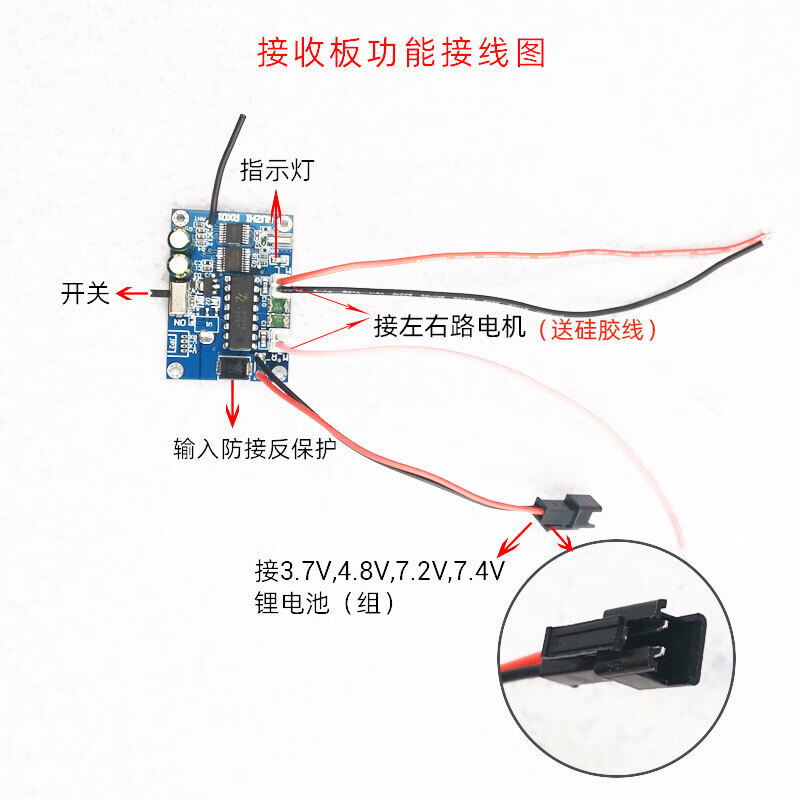 DIY remote control car electric motor remote control boat tank differential car model four-channel speed remote control black remote control + receiving board