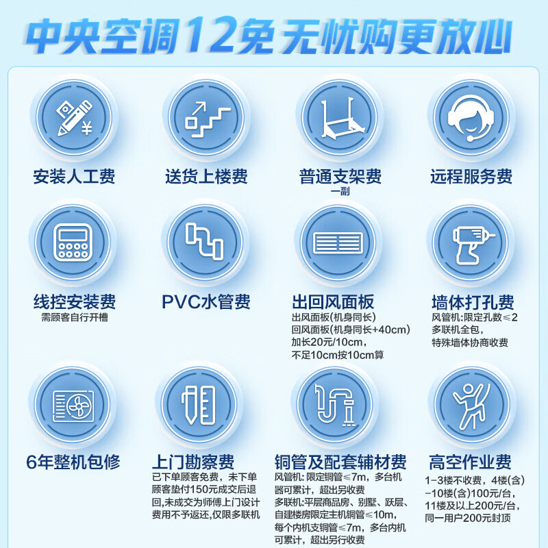 AUX central air-conditioning multi-split 4P5P6P one-to-four/one-to-three/one-to-five one-to-six multi-split air duct machine living room embedded household commercial air conditioner 6 HP first-class energy efficiency 160 one to five丨100-130 square meters