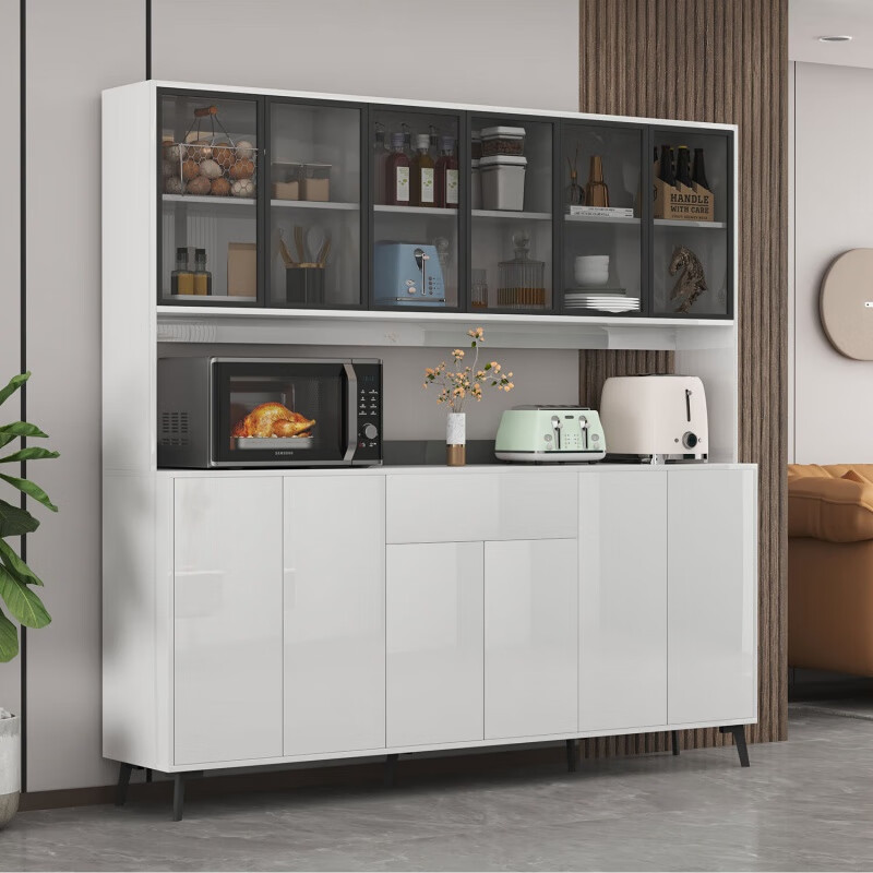 Pinmusi 2026 new solid wood sideboard living room storage cabinet tea cabinet multi-functional storage wine cabinet cabinet white 80 long thickened back panel free installation