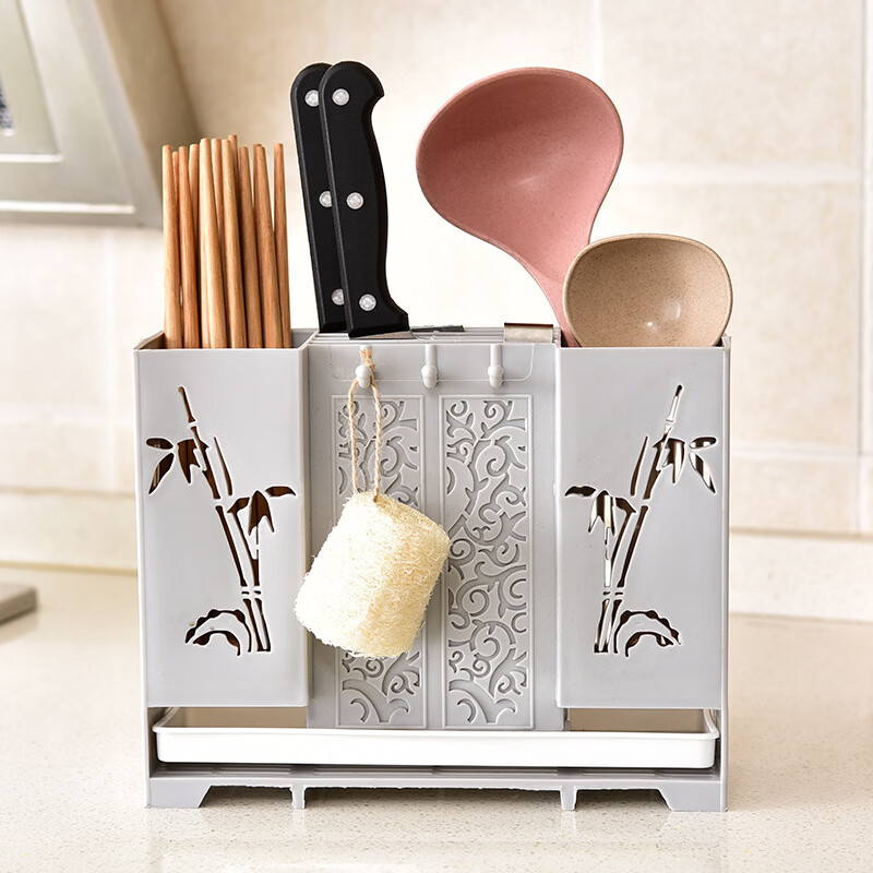 Xu Nian wall-mounted chopstick storage box knife holder chopstick cage kitchen spoon chopstick box household chopstick basket storage rack chopstick tube beige