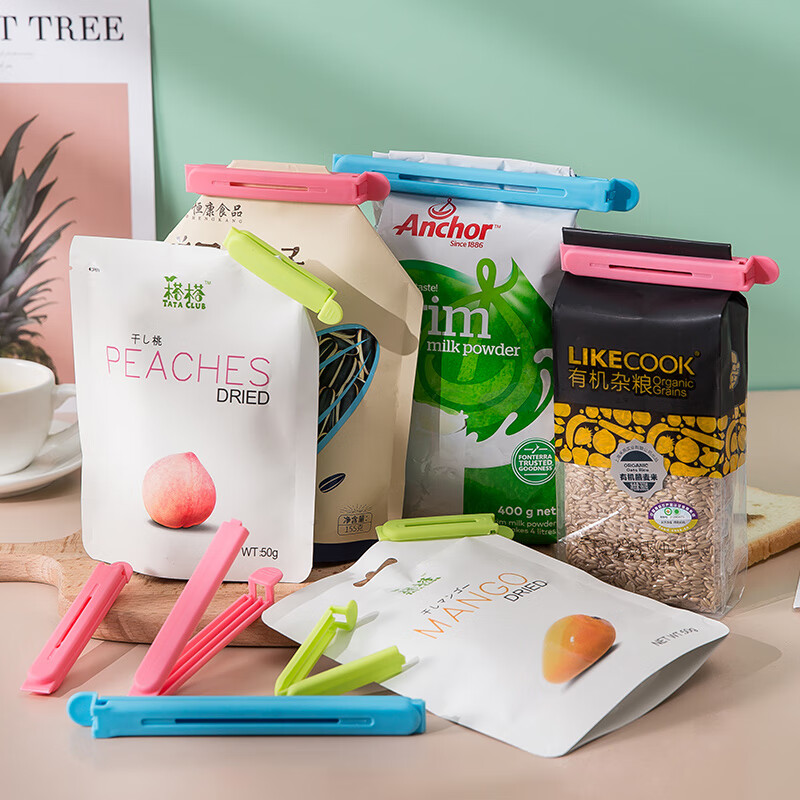 Baijie food sealing clip, food clip, snack sealing clip, kitchen fresh-keeping bag sealer, tea bag clip, 12 pieces