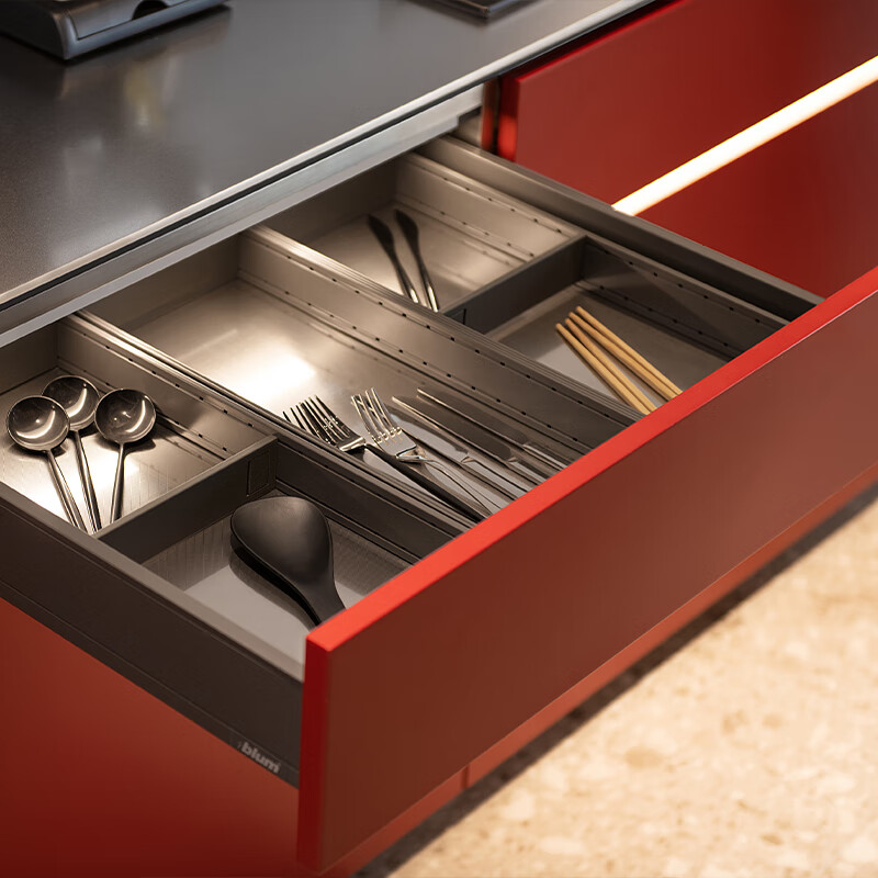 Baineng stainless steel cabinets simple modern custom home kitchen cabinets dark red